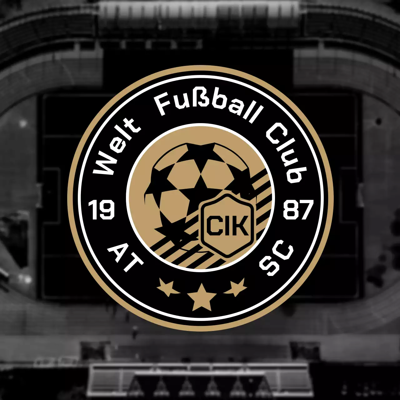 Zertifikat für das Emblem eines professionellen Fußballteams in Schwarz und Gold