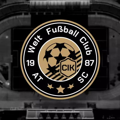 Zertifikat für das Emblem eines professionellen Fußballteams in Schwarz und Gold