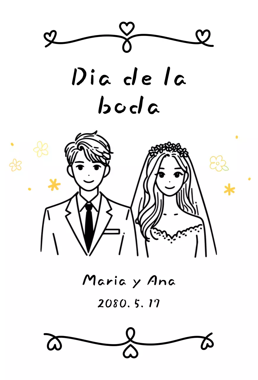 Invitación de boda sencilla en blanco y negro