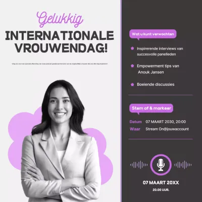 Paarse moderne vrouwenpodcast sociale media vierkanten