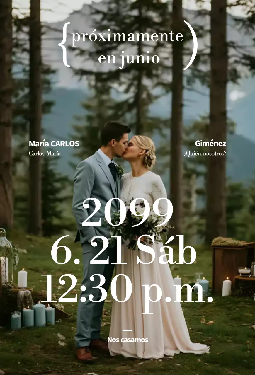 Invitación de boda con temática de naturaleza verde