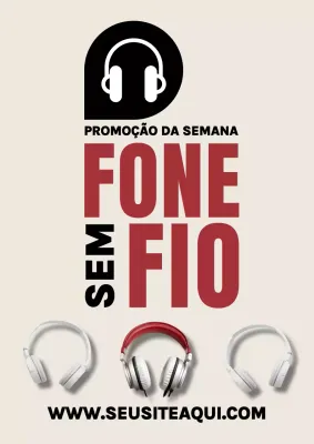 Pôster promocional de fones de ouvido modernos vermelhos