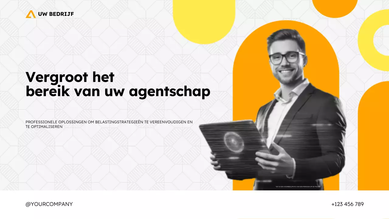 Presentatiesjabloon voor belastingadviesbureau in eenvoudige, moderne, geometrische stijl