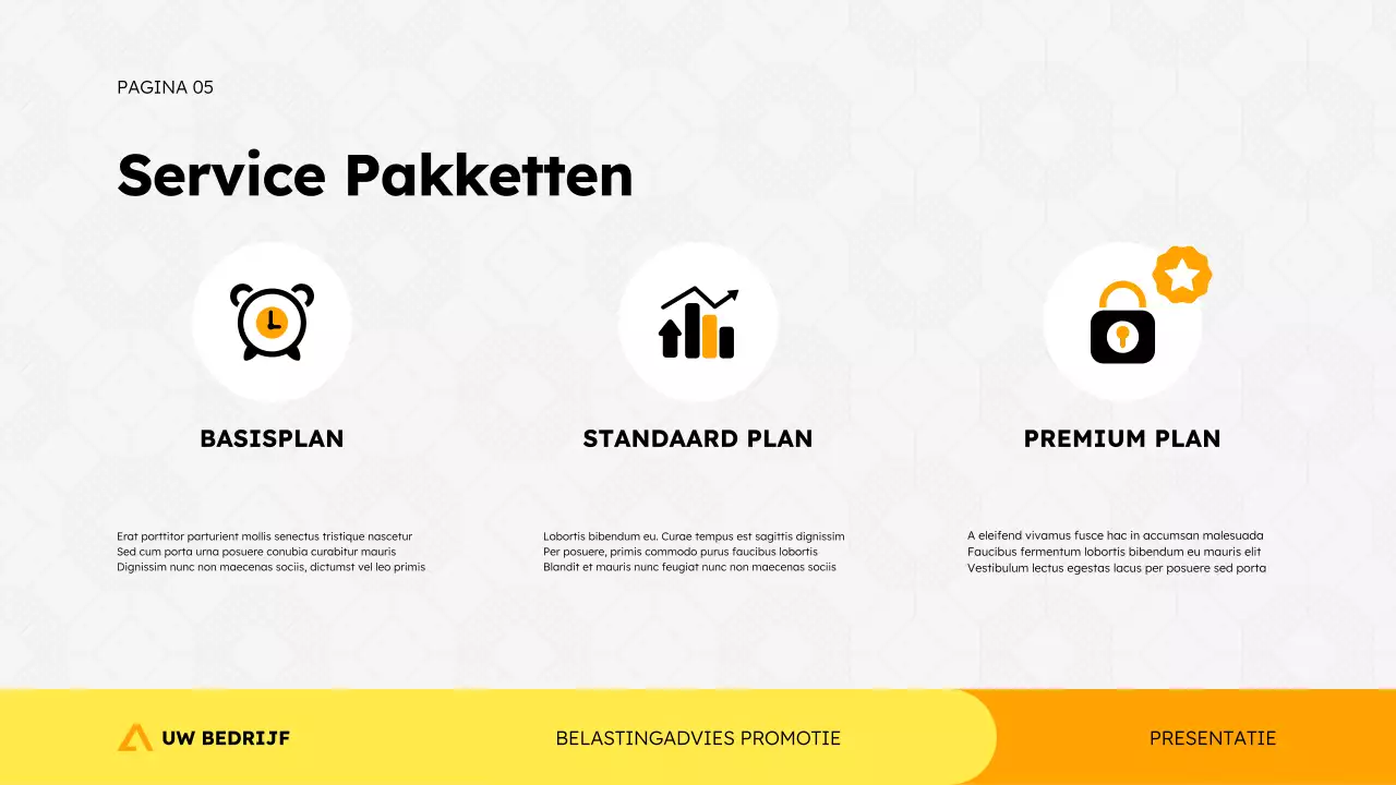 Presentatiesjabloon voor belastingadviesbureau in eenvoudige, moderne, geometrische stijl