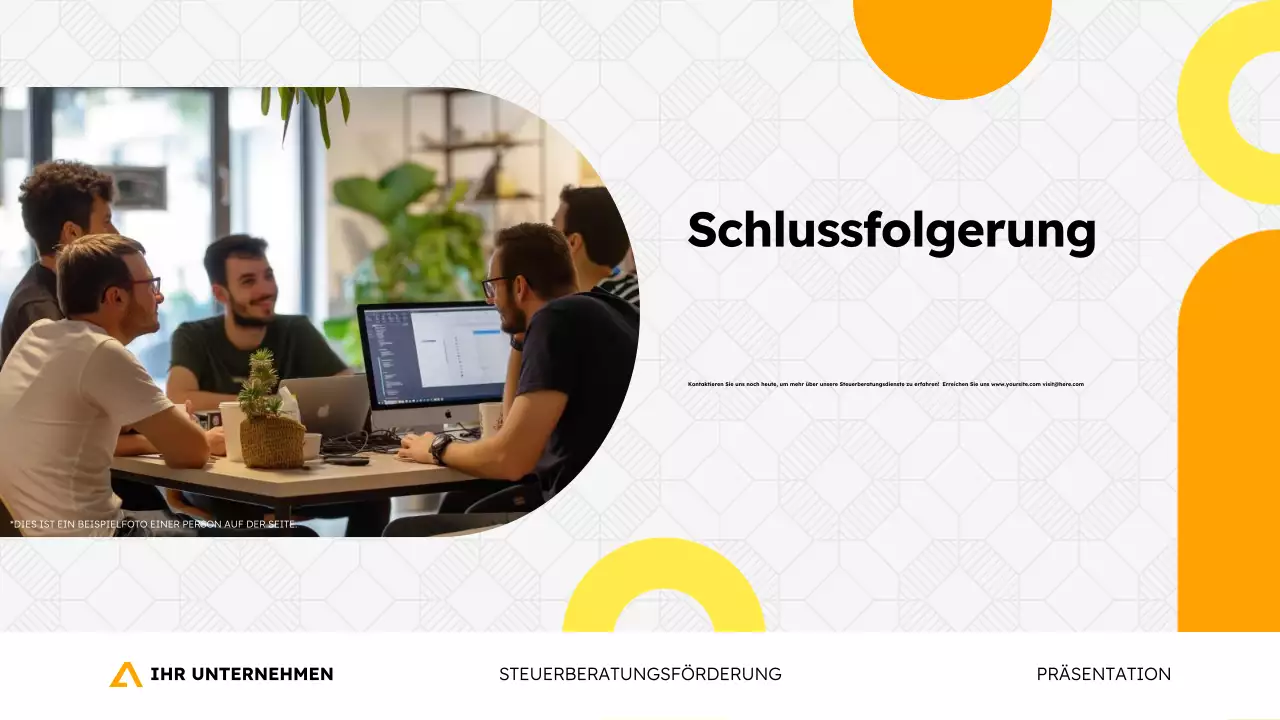 Präsentationsvorlage für die Werbung einer Steuerberatungsagentur im einfachen, modernen geometrischen Stil