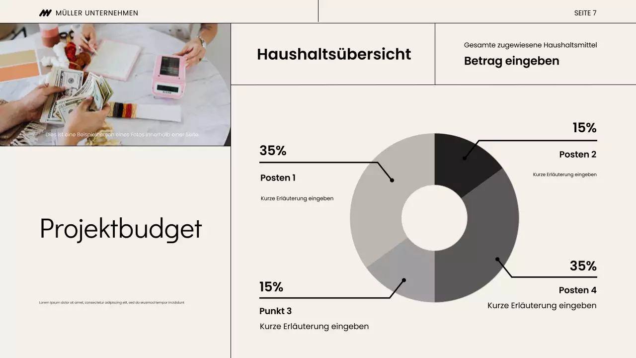 Beiges und schwarzes Projekt-Kick-Off-Meeting Präsentation