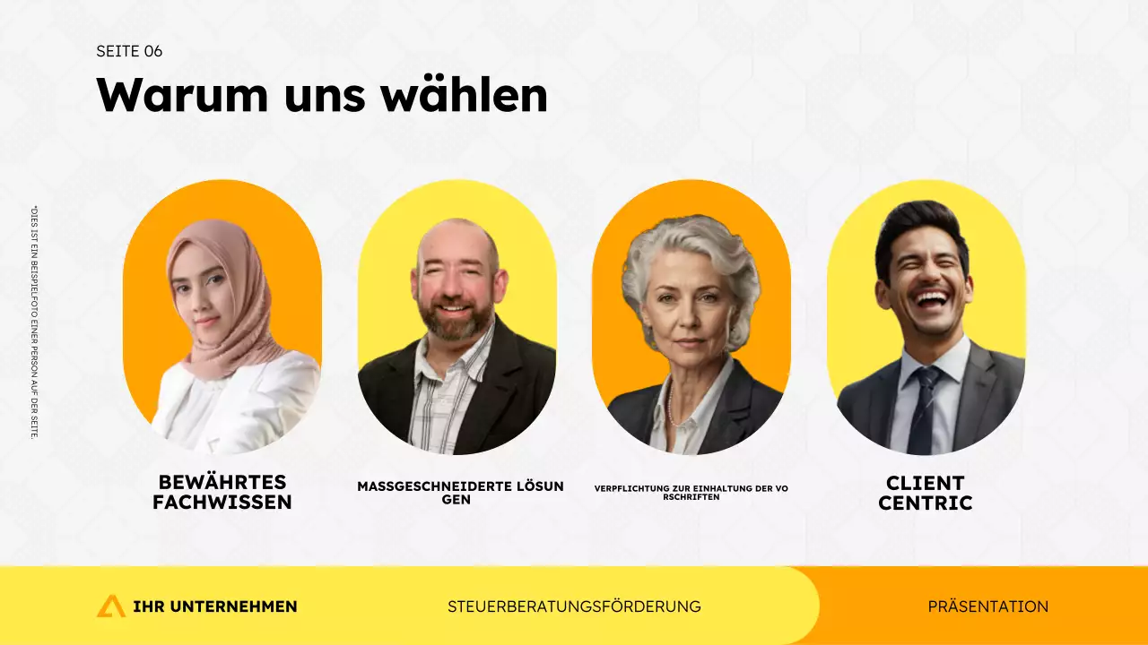 Präsentationsvorlage für die Werbung einer Steuerberatungsagentur im einfachen, modernen geometrischen Stil