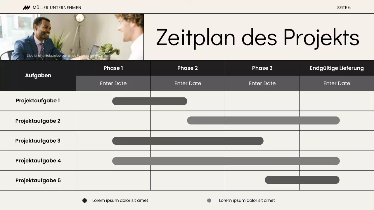 Beiges und schwarzes Projekt-Kick-Off-Meeting Präsentation