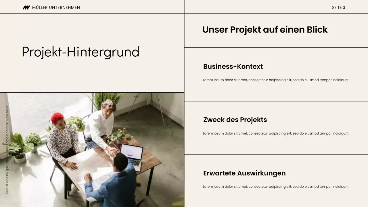 Beiges und schwarzes Projekt-Kick-Off-Meeting Präsentation