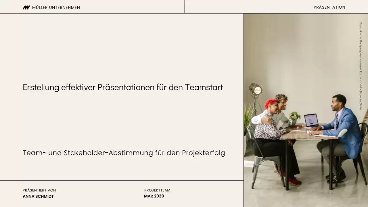 Beiges und schwarzes Projekt-Kick-Off-Meeting Präsentation
