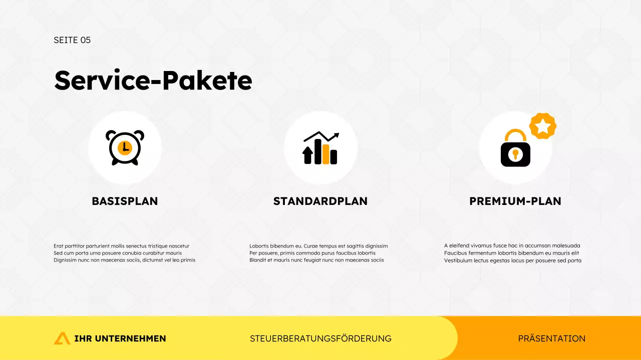 Präsentationsvorlage für die Werbung einer Steuerberatungsagentur im einfachen, modernen geometrischen Stil