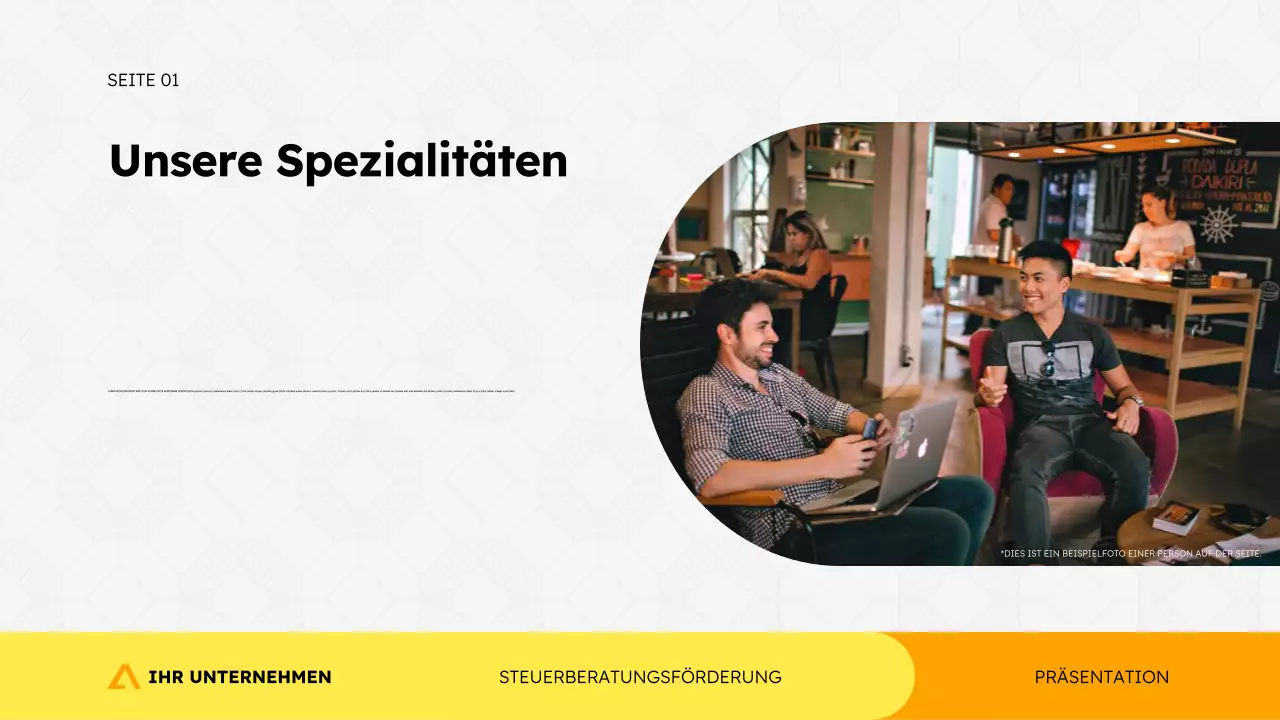 Präsentationsvorlage für die Werbung einer Steuerberatungsagentur im einfachen, modernen geometrischen Stil