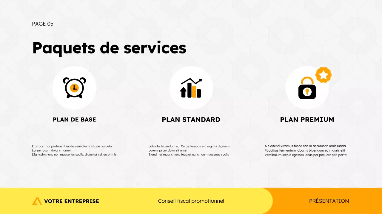 Modèle de présentation de promotion d'agence de conseil fiscal dans un style géométrique simple et moderne