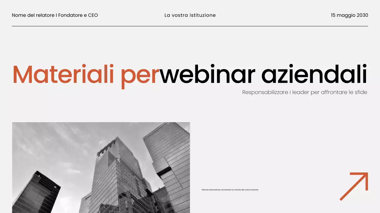 Presentazione del materiale del webinar aziendale minimalista in bianco e nero