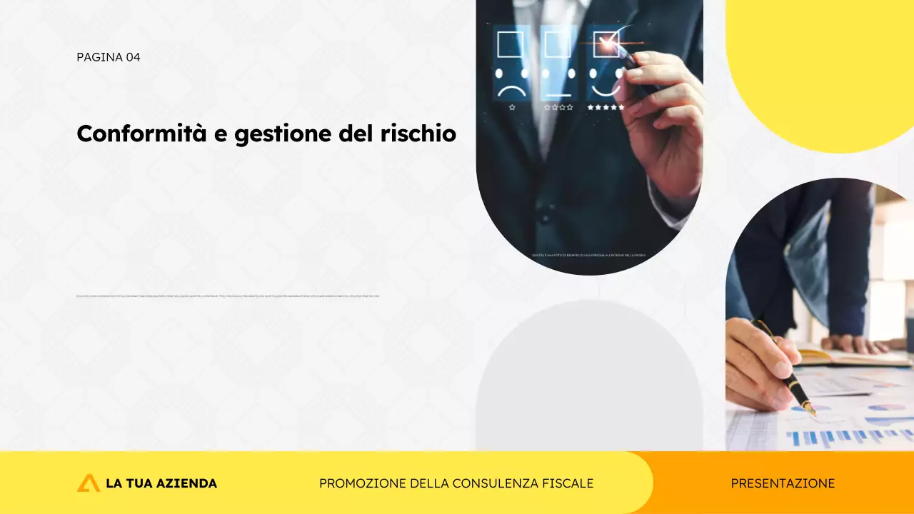 Modello di presentazione promozionale dell'agenzia di consulenza fiscale in stile geometrico moderno e semplice