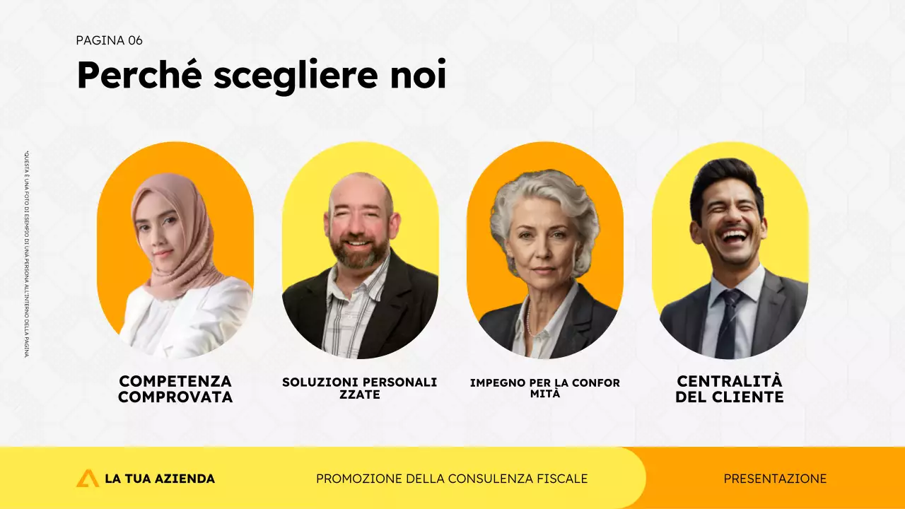 Modello di presentazione promozionale dell'agenzia di consulenza fiscale in stile geometrico moderno e semplice