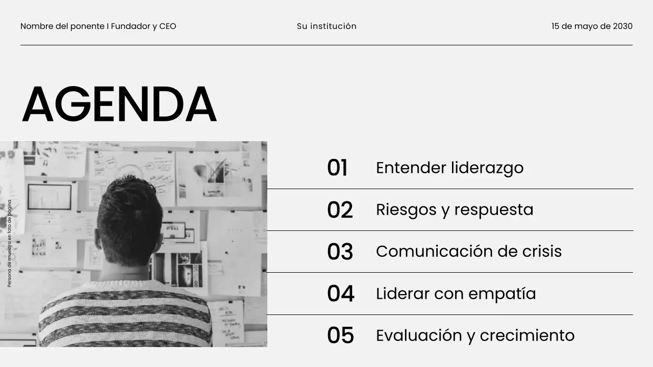 Presentación de material para seminarios web empresariales minimalistas en blanco y negro