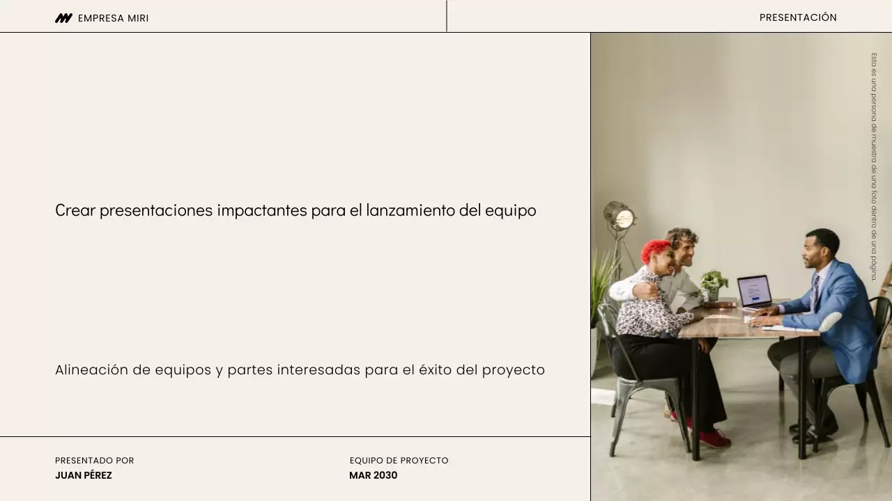 Presentación de la reunión de lanzamiento del proyecto Beige y Negro