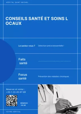 Affiche d'information médicale bleue et blanche