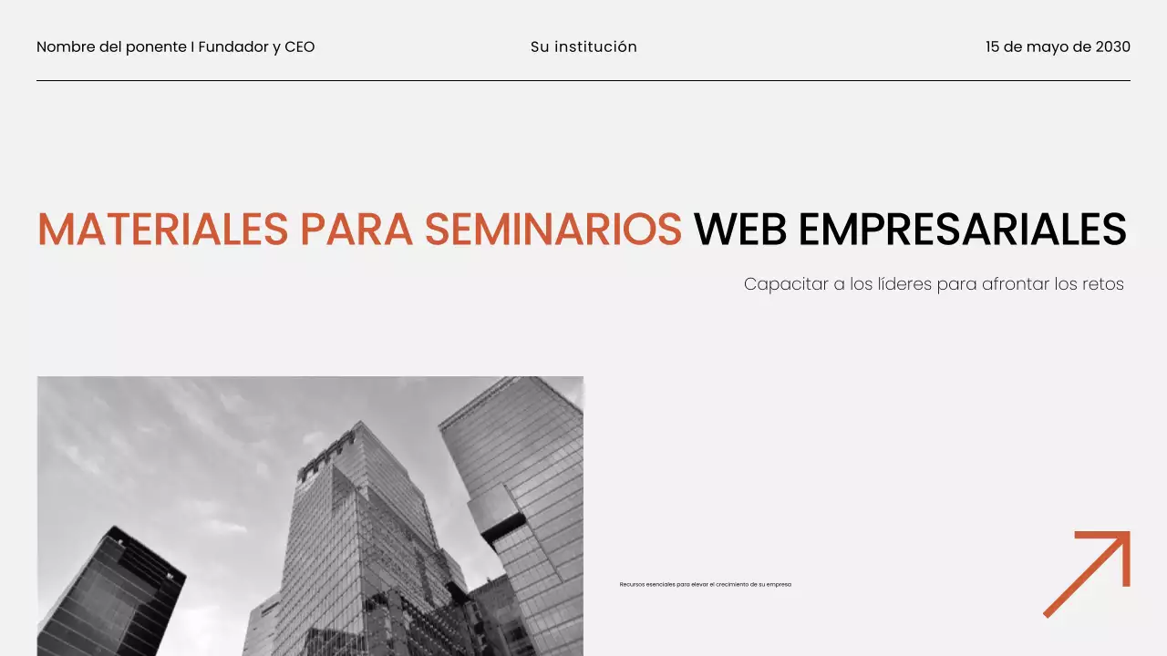 Presentación de material para seminarios web empresariales minimalistas en blanco y negro