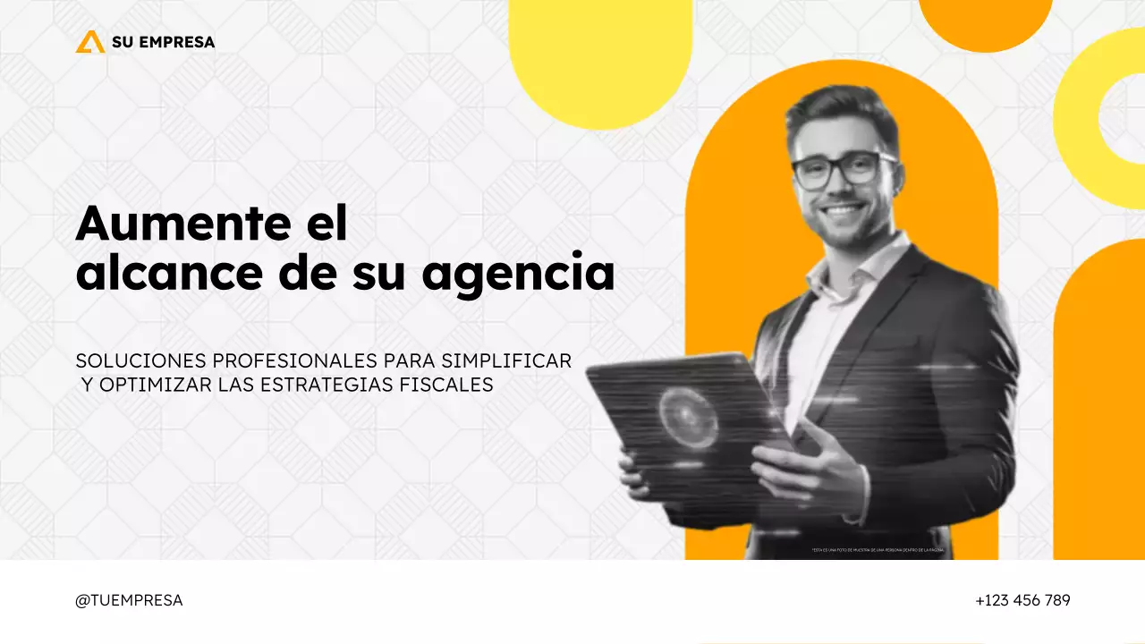 Plantilla de presentación de promoción de agencia de asesoría fiscal en estilo geométrico moderno y simple