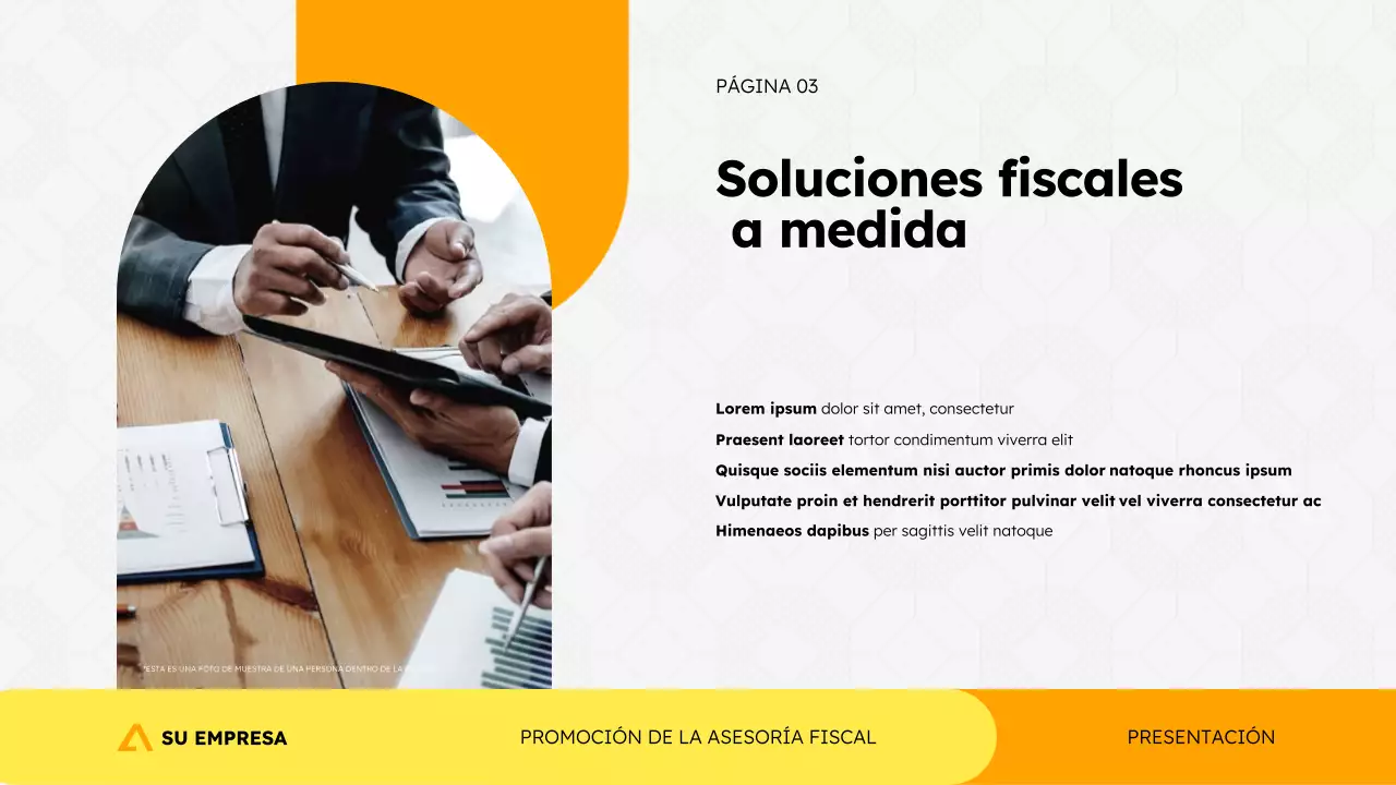 Plantilla de presentación de promoción de agencia de asesoría fiscal en estilo geométrico moderno y simple