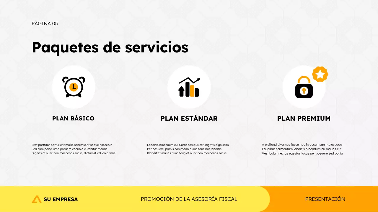 Plantilla de presentación de promoción de agencia de asesoría fiscal en estilo geométrico moderno y simple