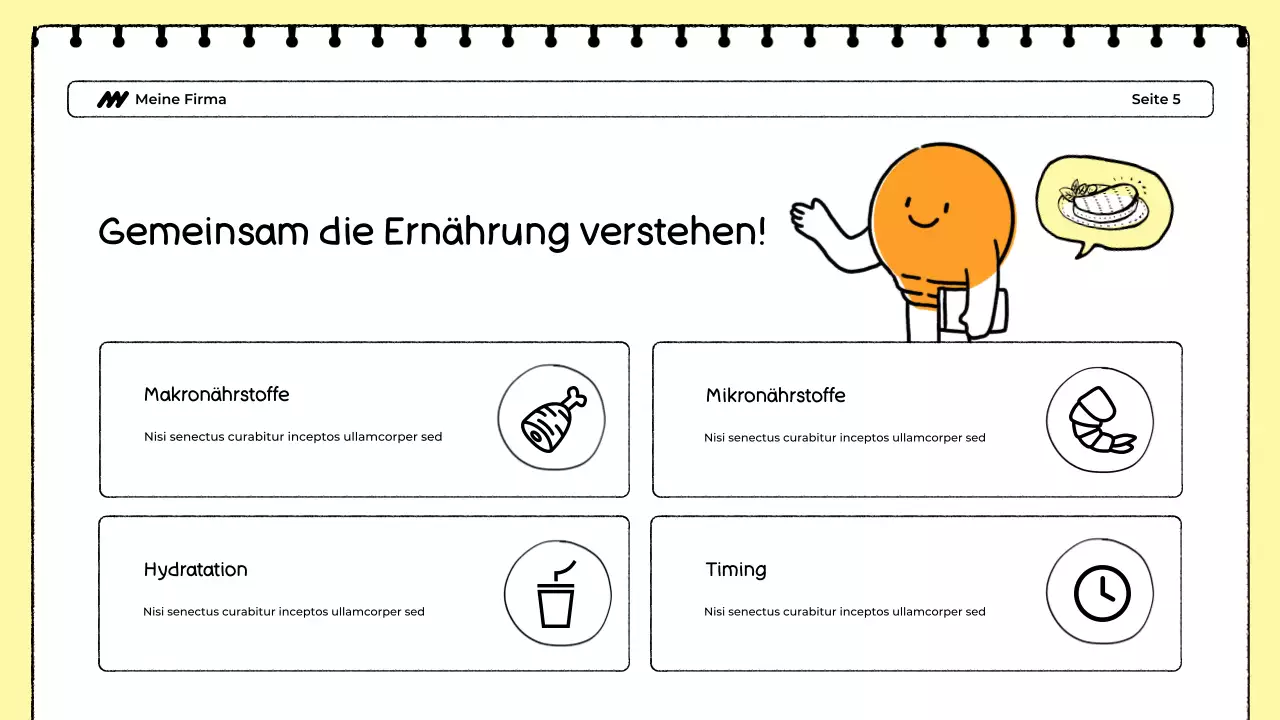 Weißer und gelber Lebensmittel-Tracker Präsentation