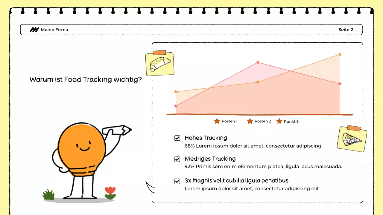 Weißer und gelber Lebensmittel-Tracker Präsentation
