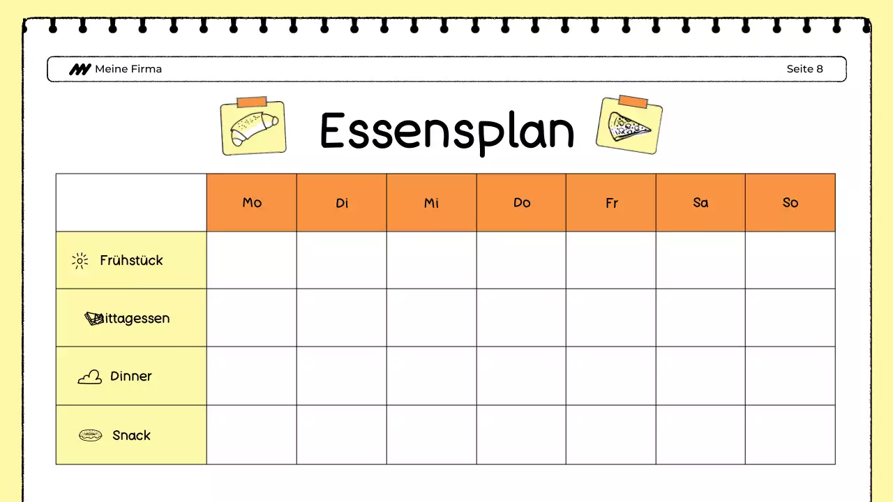Weißer und gelber Lebensmittel-Tracker Präsentation