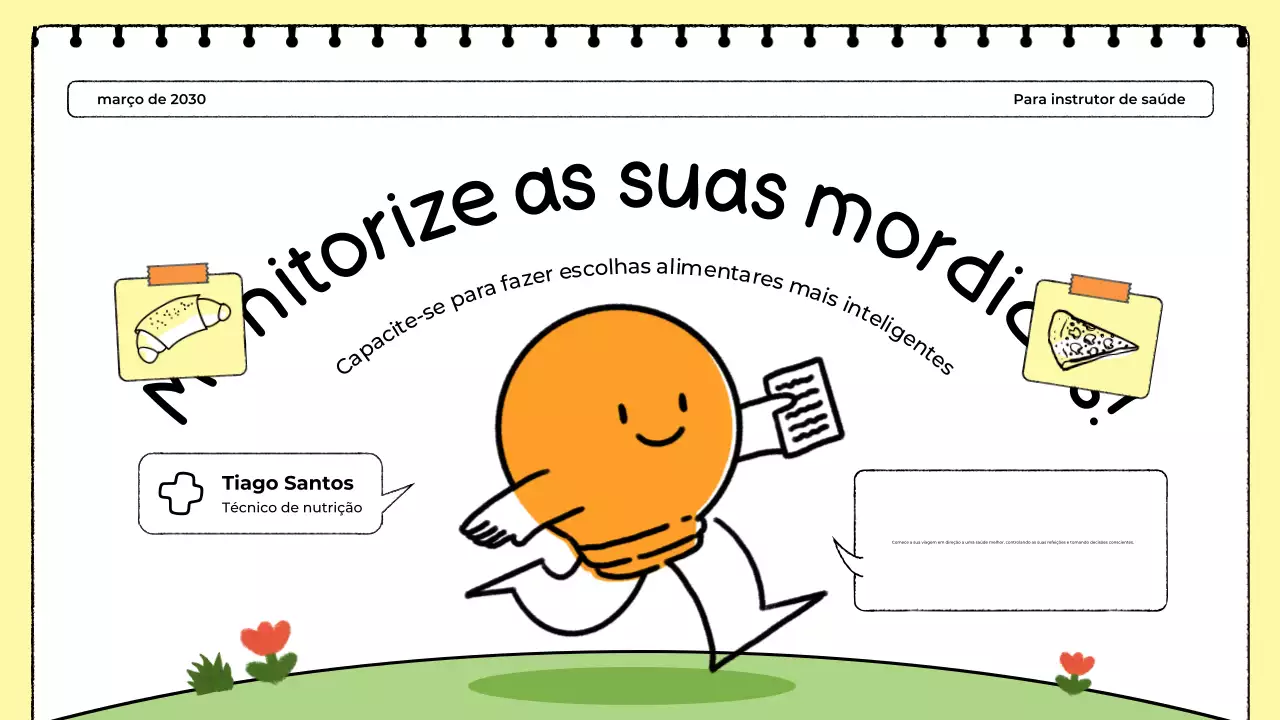 Apresentação do rastreador de alimentos branco e amarelo