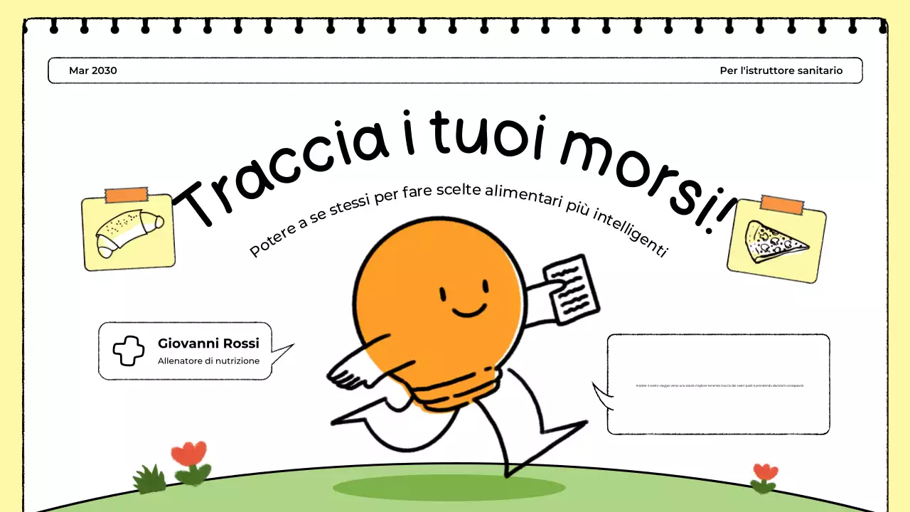 Presentazione del tracker alimentare bianco e giallo