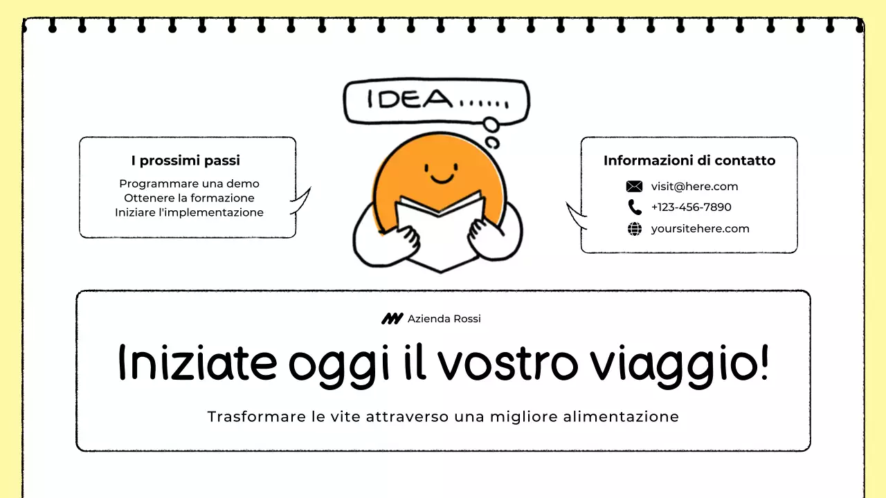 Presentazione del tracker alimentare bianco e giallo