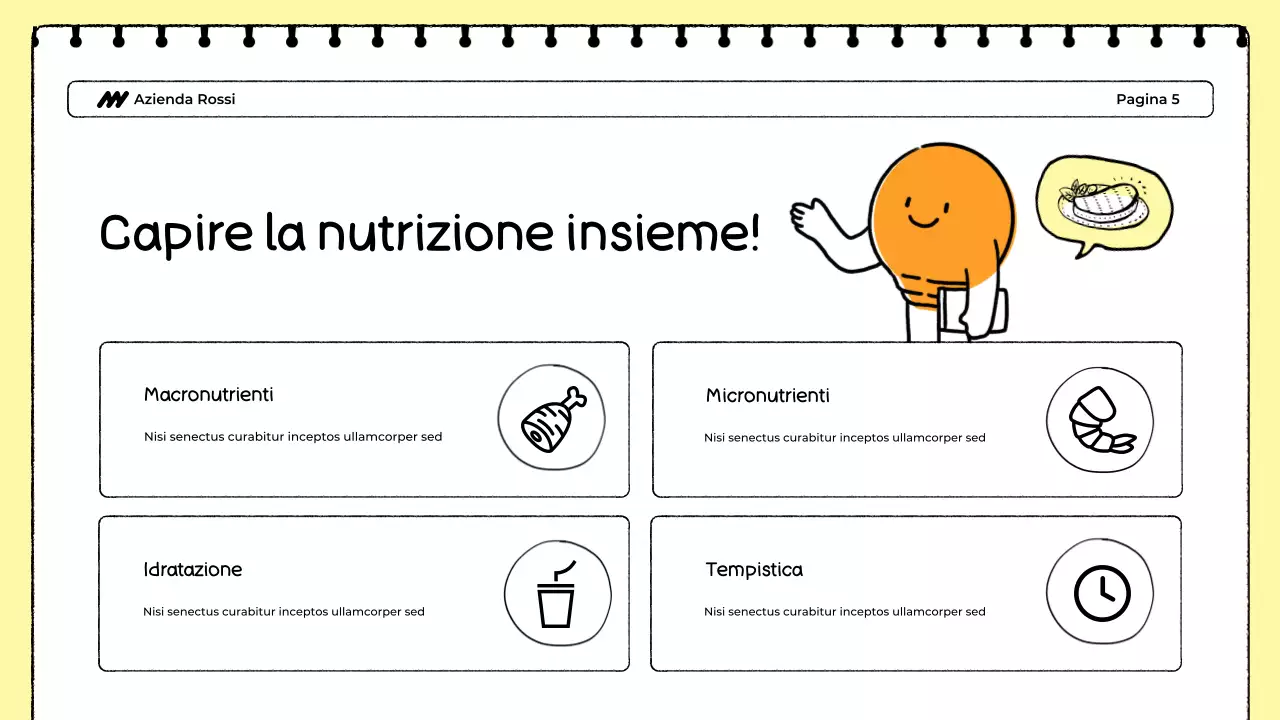 Presentazione del tracker alimentare bianco e giallo