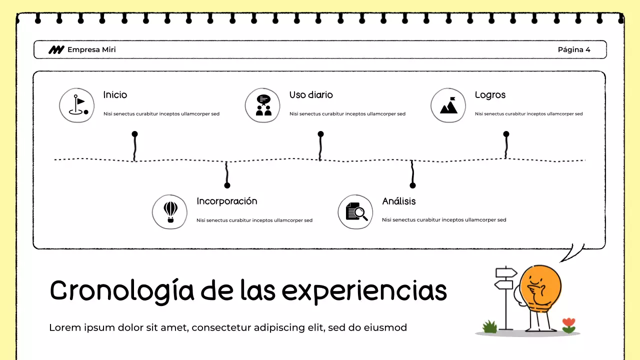 Presentación del rastreador de alimentos en blanco y amarillo