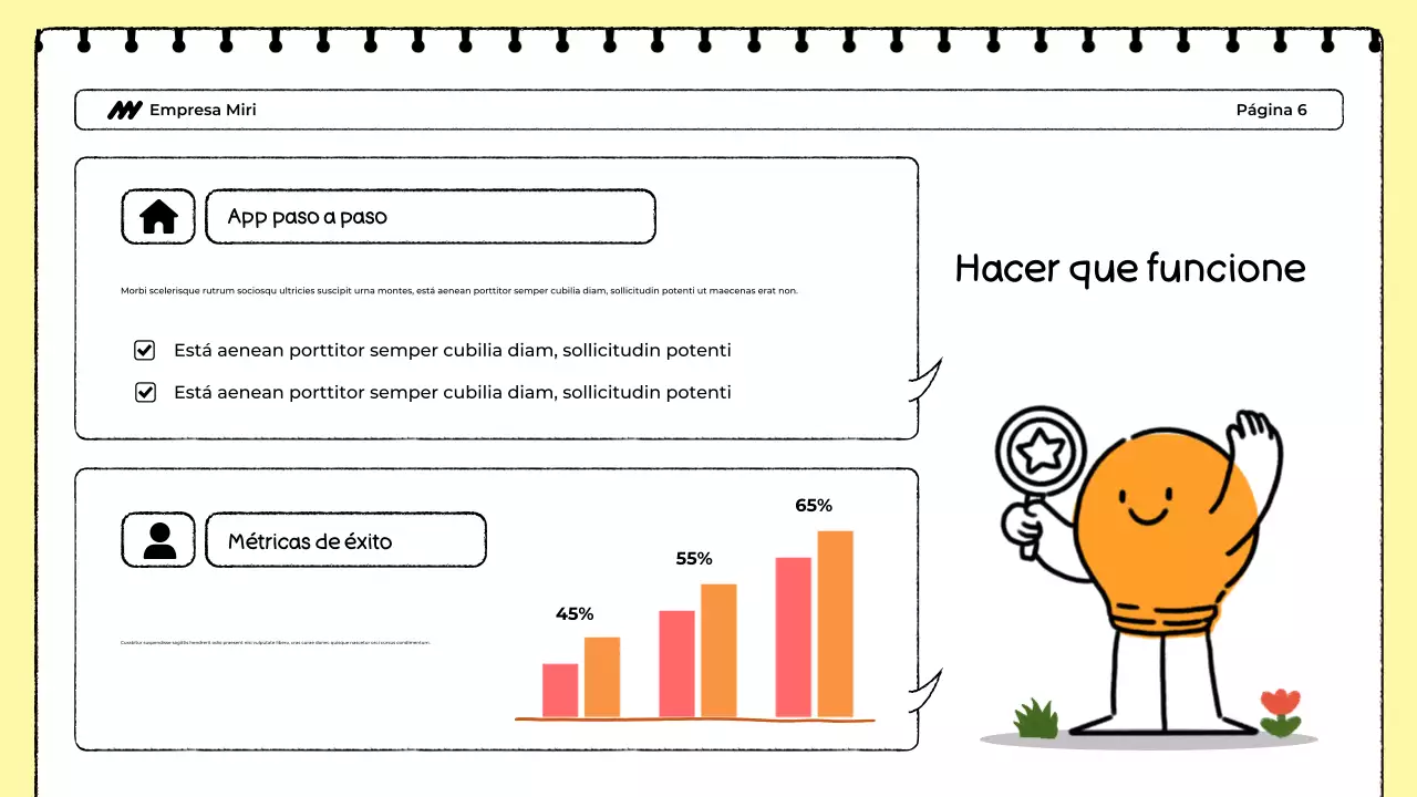 Presentación del rastreador de alimentos en blanco y amarillo