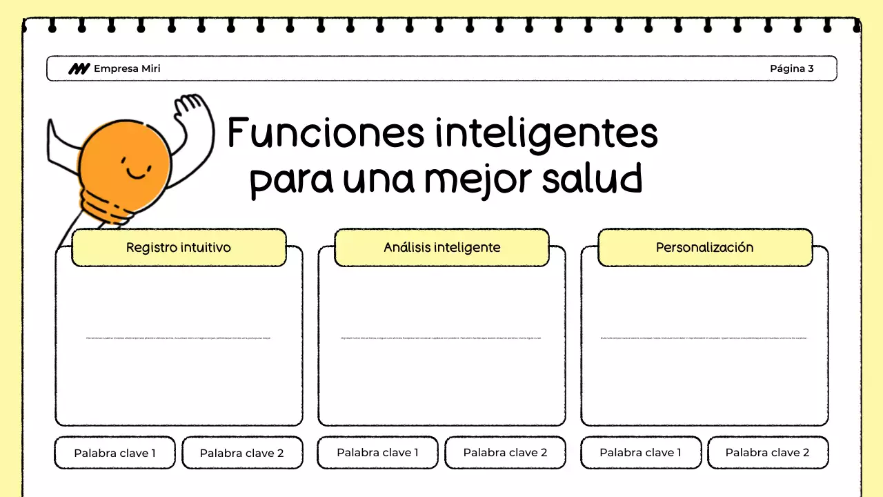Presentación del rastreador de alimentos en blanco y amarillo