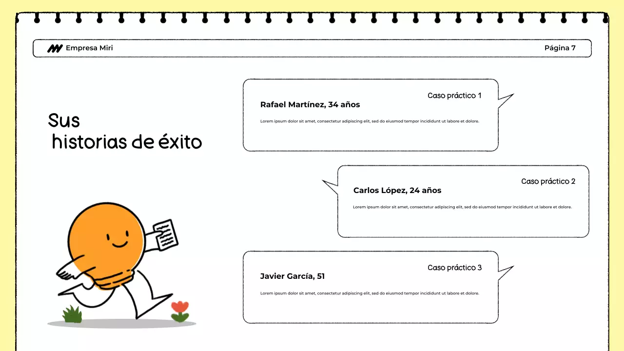 Presentación del rastreador de alimentos en blanco y amarillo