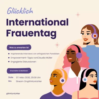 Beige Modern Woman's Day Podcast Ankündigung Social Media Square