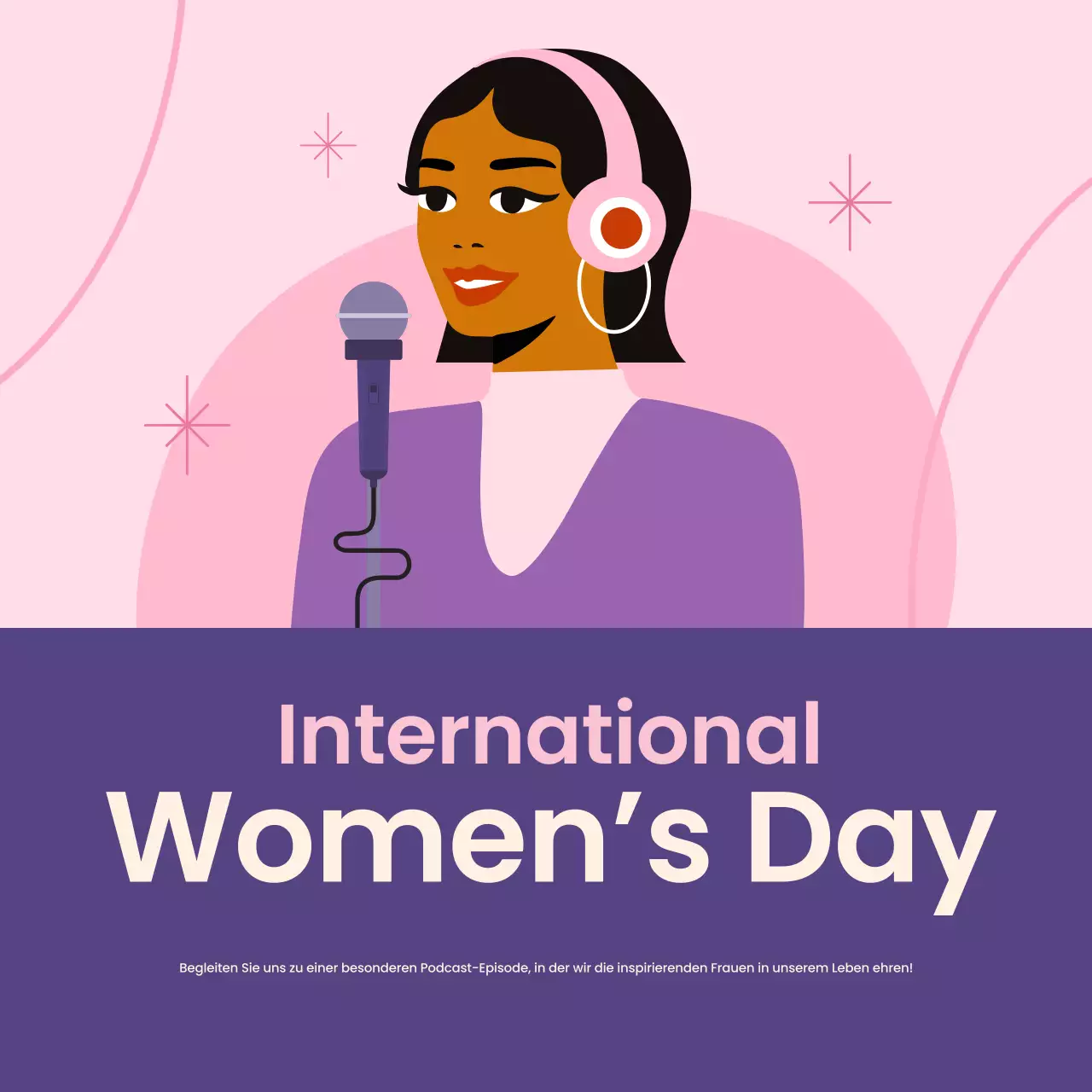 Pink Modern Woman's Day Podcast-Ankündigung Social Media Square