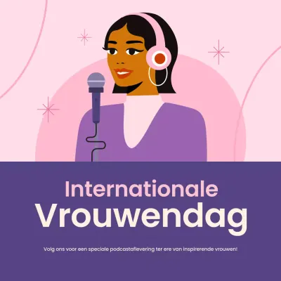 Roze Moderne Vrouwendag Podcast Aankondiging Social Media Square