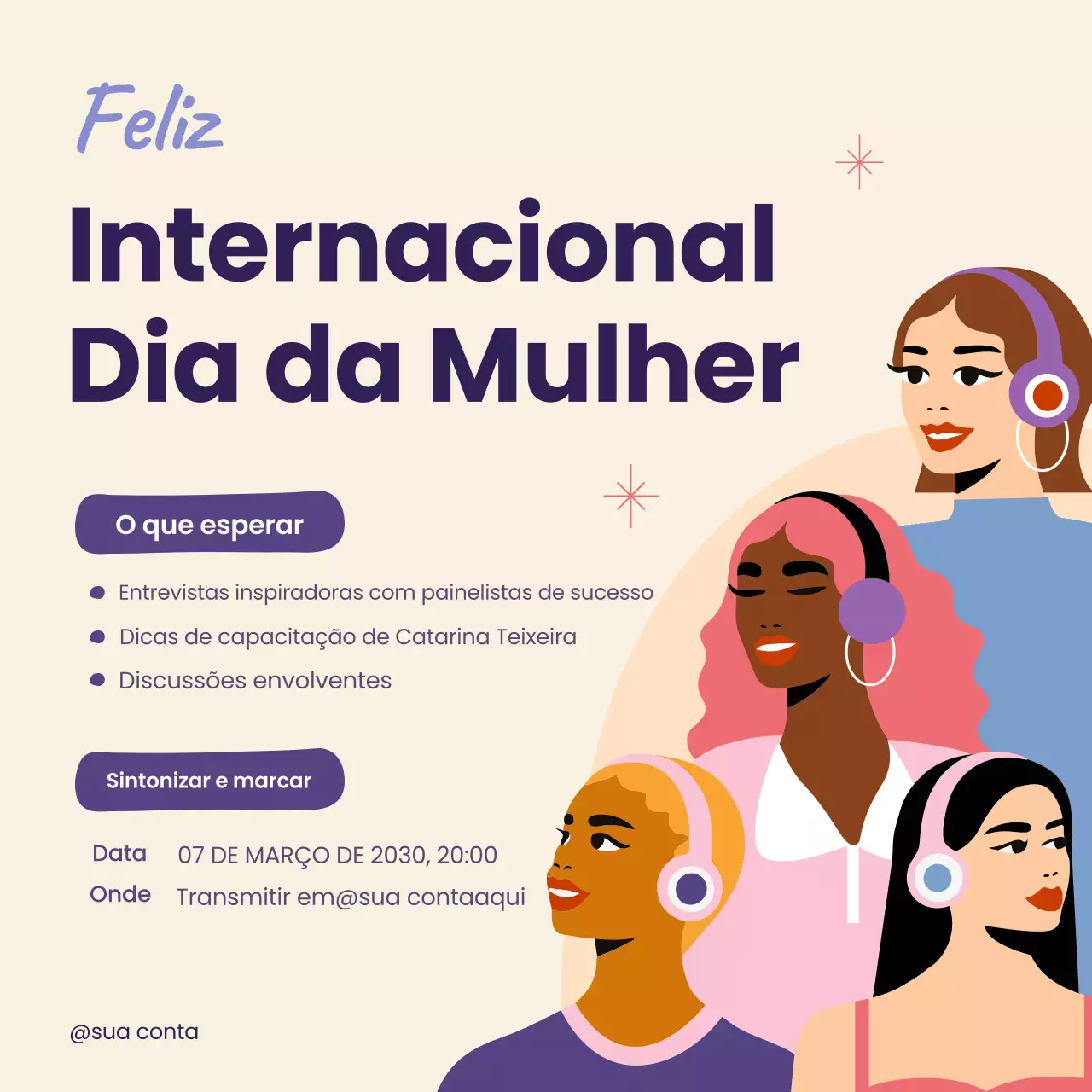 Anúncio do podcast do dia da mulher moderna bege nas redes sociais Square