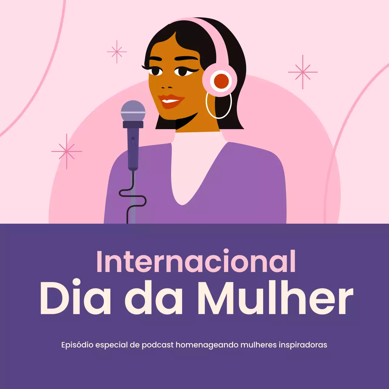 Anúncio do Podcast do Dia da Mulher Moderna Rosa nas Redes Sociais Square