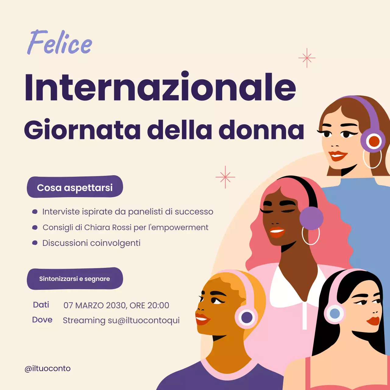 Annuncio del podcast Beige Modern Woman's Day Social Media Square