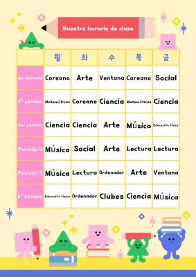 Material educativo sobre el horario del bebé amarillo