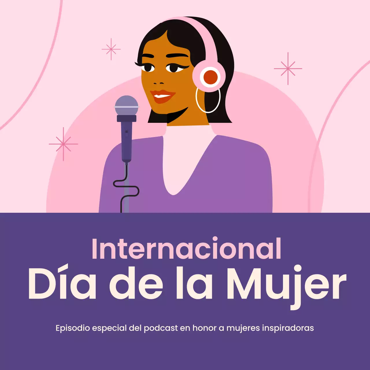 Anuncio del podcast del Día de la Mujer Moderna Rosa Redes Sociales Square