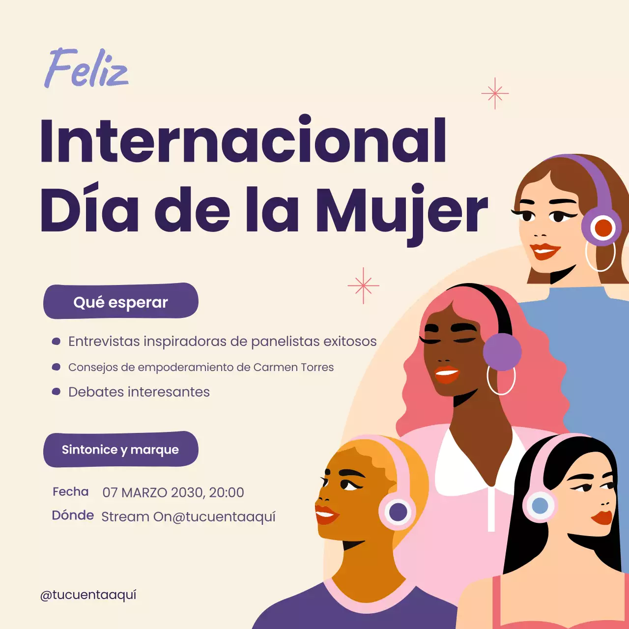 Anuncio del podcast del Día de la Mujer Moderna Beige Redes Sociales Square