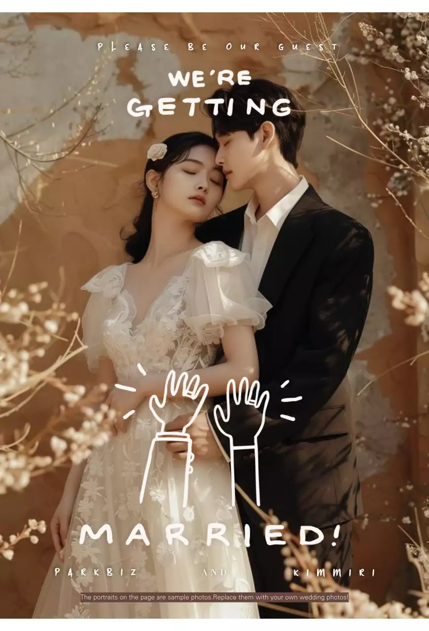 Convite de casamento elegante bege