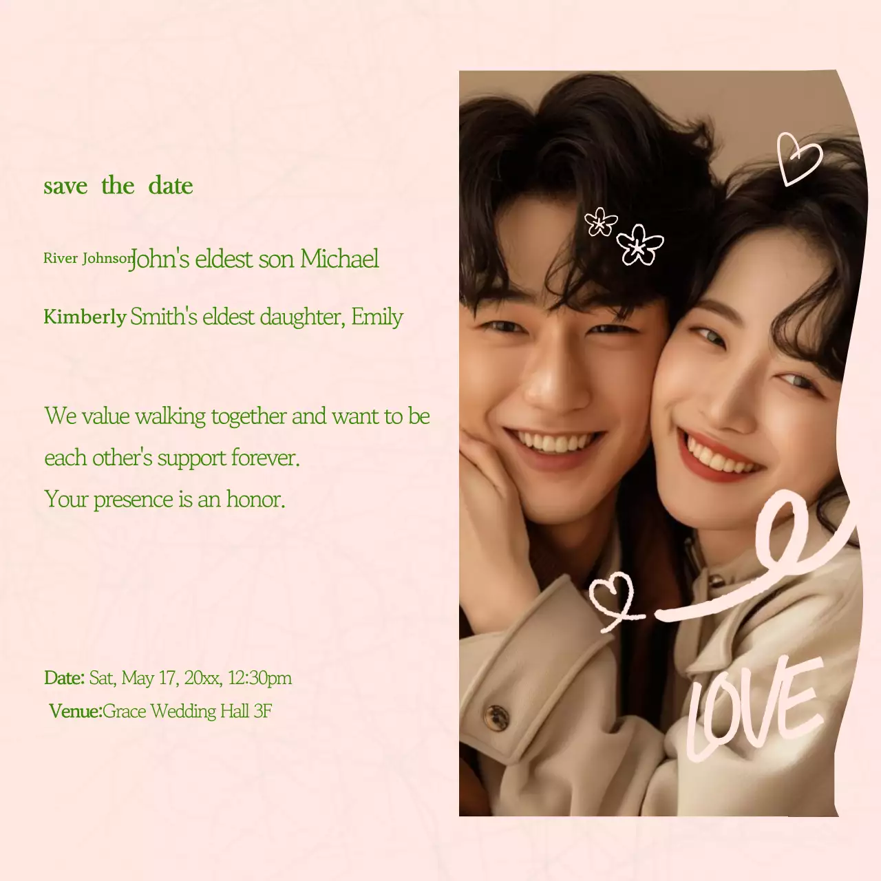 Convite de casamento simples bege