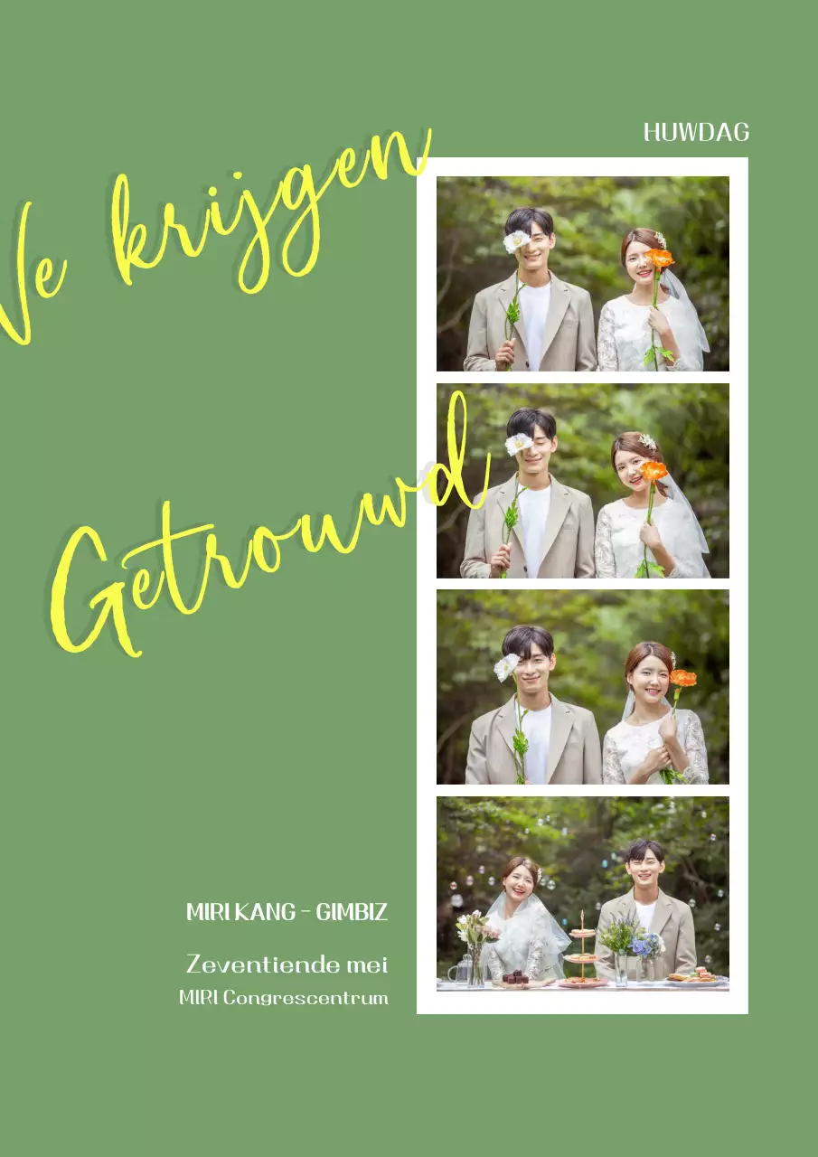 Khaki moderne huwelijksuitnodiging